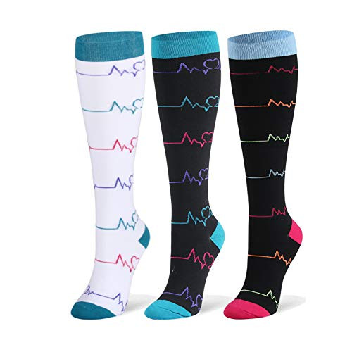 Compression Socks for Women   Men   20 30mmHg 3 Pairs Compression Stockings for Nurse Pregnancy Travel