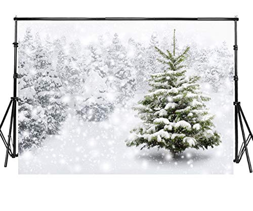 Sensfun 7x5ft Winter White Snow Tree Photography Backdrops Snow Forest Pine Tree Bokeh Snowflake Photo Background Christmas Xmas New Year Party Decorations Kids Photo Studio Props ZLA097 7x5ft