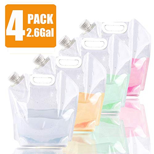 SUPANT 4x10 Litres 106 Gal Collapsible Water Jug Container Freezable BPA Free Plastic Water Carrier Tank Outdoor Folding Water Bag for Sport Camping Riding Mountaineer Food Grade