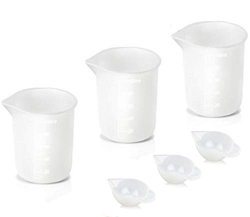 Fineder 6pcs Silicone Measuring Cups for Resin 100ml 10ml DIY Glue Tools Cup Making Handmade Craft Nonstick Silicone Mixing Cups