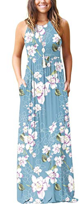 GRECERELLE Women s Summer Sleeveless Racerback Loose Plain Maxi Dress Floral Print Casual Long Dresses with Pockets FP Light Blue Large GRECERELLE Women s Summer Sleeveless Racerback Loose Plain Maxi Dress Floral Print Casual Long Dresses with Pockets FP Light Blue Large