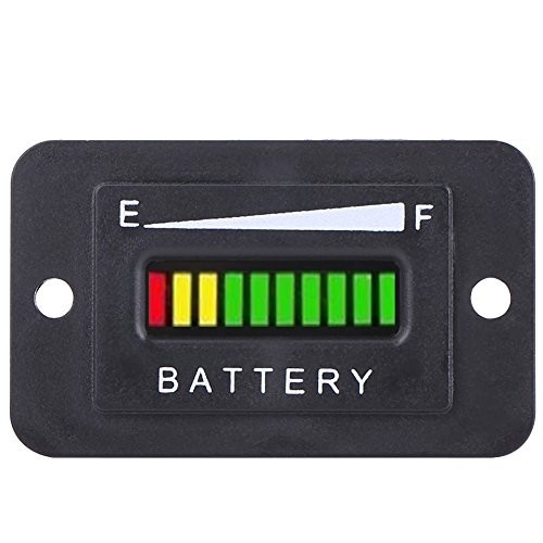LED Digital Battery Indicator Meter Gauge 12V 24V 36V 48V LED Battery Gauge for Golf Cart with Hour Meter 36V