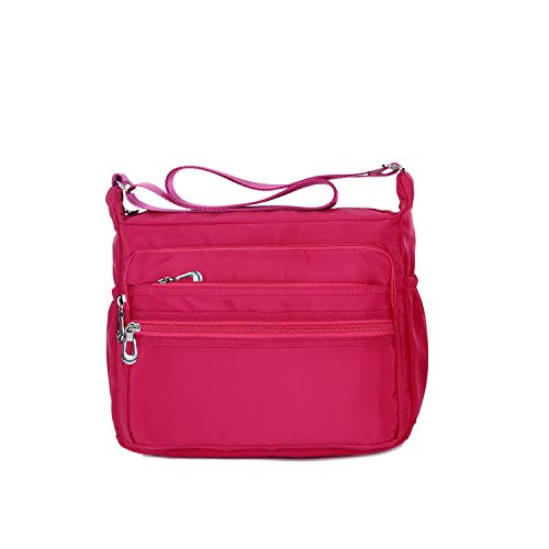 Crossbody Bag for Women Waterproof Shoulder Bag Messenger Bag Casual Canvas Purse Handbag  Small Pink