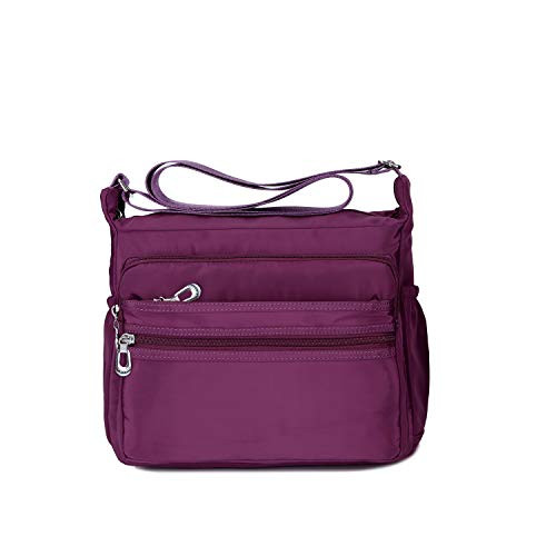 Crossbody Bag for Women Waterproof Shoulder Bag Messenger Bag Casual Canvas Purse Handbag  Large Purple