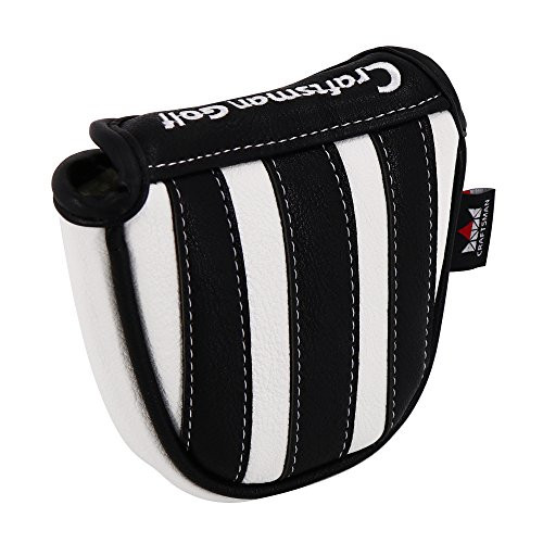 Craftsman Golf Black with White Stripes Mallet Putter Headcover for Odyssey PGX Taylormade Heel Shaft Putter  Mallet Putter Cover