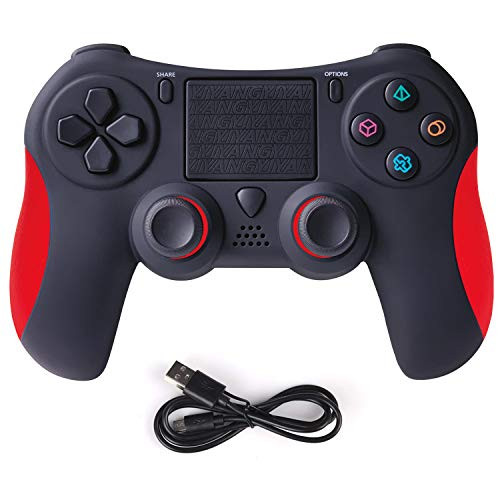 PS4 ControllerWireless Gaming Controller PS4 Double Vibration Game Controller with Touch Pad High Precison Joystick for Playstation 4 PC and 35mm Earphone Jack  Red