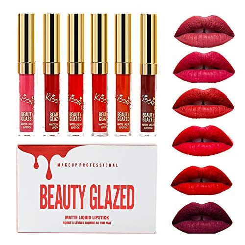 Beauty Glazed 6pcs Matte Velvety Liquid Lipstick Matte Long Lasting Liquid Lipgloss Waterproof moisturizing Natural Lip Gloss Not Easy to Fade Beauty Makeup Cosmetic Beauty Glazed 6pcs Matte Velvety Liquid Lipstick Matte Long Lasting Liquid Lipgloss Waterproof moisturizing Natural Lip Gloss Not Easy to Fade Beauty Makeup Cosmetic