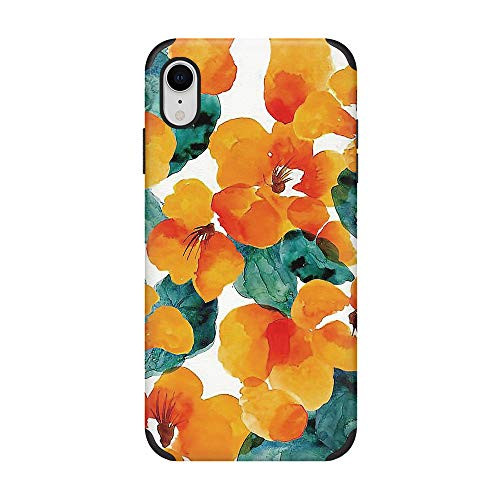 CUSTYPE iPhone XR Case for Women Floral Case for iPhone XR Flower Pattern Design iPhone XR Case for Girls Ultra Slim Shockproof Back Cover Case for iPhone XR 61 Inch Orange Floral