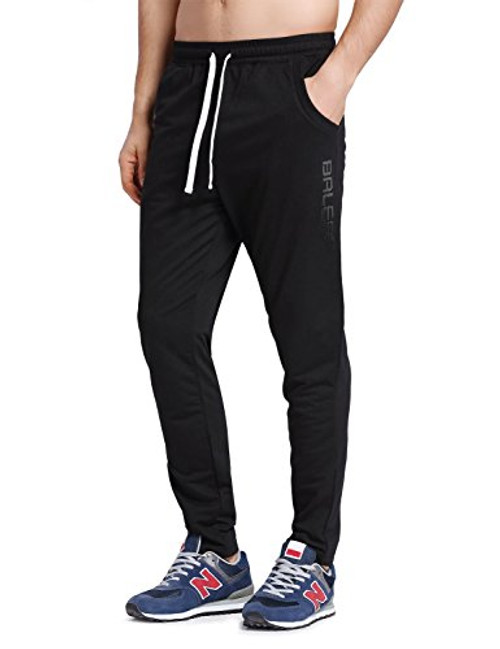 BALEAF Men s Tapered Athletic Running Pants Sports Joggers Lounge Workout Sweatpants with Pockets Black Size XS