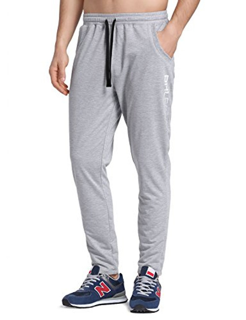 BALEAF Men s Tapered Athletic Running Pants Sports Joggers Lounge Workout Sweatpants with Pockets Light Gray Size L