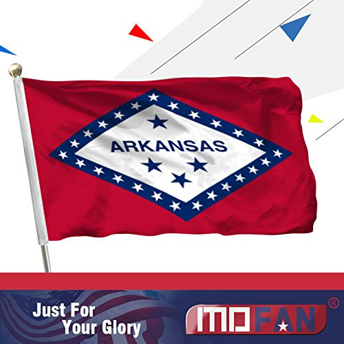 MOFAN Arkansas State Flag Polyester 3x5ft Nicely Stitched and Vibrant Bright Color US AR Flags Decorative with 2 Solid Grommets Indoor Outdoor