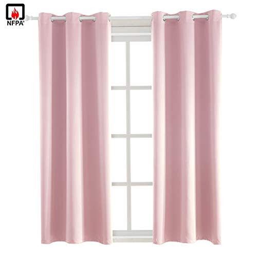 BEGOODTEX Flame Retardant Fire Resistant Room Darkening Blackout Curtains Lilac Snow 42W by 84L inch 1 Panel