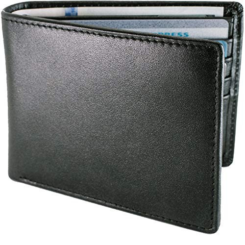 STAY FINE Mens RFID Trifold Wallet   Leather Wallets For Men RFID Blocking   Genuine Leather   Extra Capacity Mens Wallet  Black