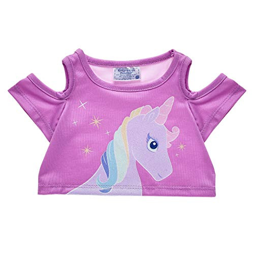 Build A Bear Workshop Sparkly Unicorn Cold Shoulder Stuffed Animal T-Shirt