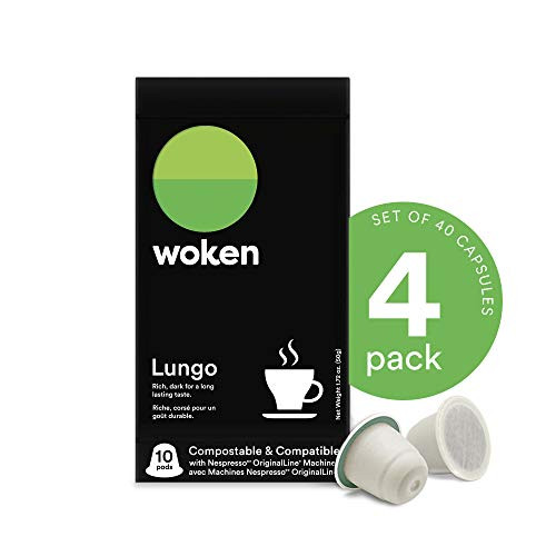 Lungo Espresso Coffee Nespresso Capsules Eco Conscious and Compostable Coffee Pods for Nespresso OriginalLine Machine 40 Nespresso Compatible Capsules  4 boxes    Woken