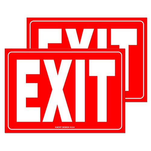 Set of 2  Red Exit Sign   10  x 7    4 Mil Vinyl   Laminated for Ultimate Protection   Durability   Self Adhesive Decal Sticker   UV Protected   Weatherproof   Heavy Duty