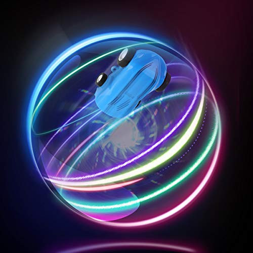 AICase Micro Racers Mini Rechargeable Stunt Cars  360 Degree Rotating Pocket Racer with LED Light Up Glow in The Dark Toy Car for Girls or Boys Keychain Cars   Balls for Kids  hot Blue