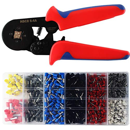 Ferrule Crimping Tool KitKnoweasy 025 10mm² Self Adjustable Ratchet Wire Crimping Tools with 1200 Wire Terminal Crimp Connector Insulated and Uninsulated Wire End Ferrules