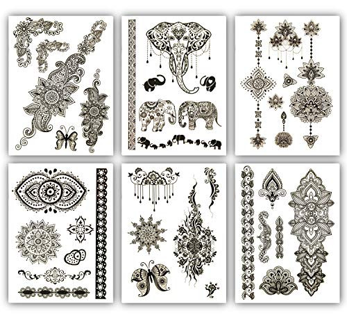 Terra Tattoos Henna Black Temporary Tattoos   50 Fake Tattoos