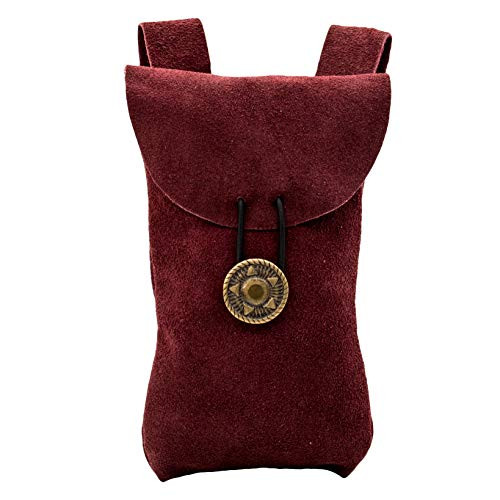 Mythrojan Medieval Renaissance Suede Jewelry Belt Pouch LARP Costume Waist Bag   Wine Red