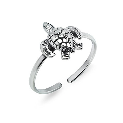 Silverline Jewelry Sterling Silver Sea Turtle Adjustable Open Toe Ring for Women   Teens
