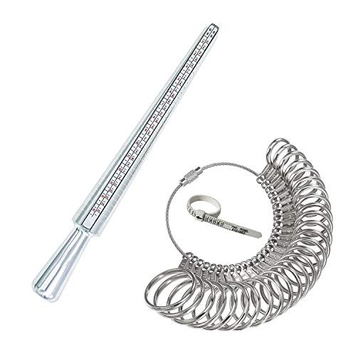 DoGeek Ring Sizer Measuring Tool Set Metal Ring Sizers Stainless Steel Ring Gauges Finger Sizer   Ring Mandrel Aluminuml  Size 1 13  27 Pcs  Ring Sizer Set