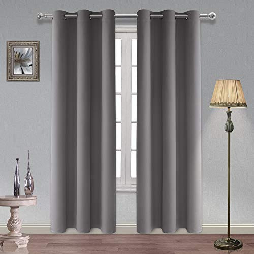 Hiasan 42 x 84 Inch Blackout Curtains for Bedroom Grommet Thermal Insulated and Privacy Protection Room Darkening Window Curtains Grey 2 Drape Panels