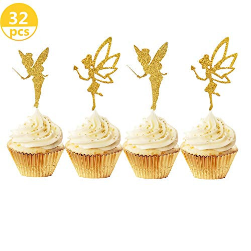 JeVenis 32pcs Gold Glitter Fairy Cupcake Toppers Angel Cake Topper Ballet Cupcake Topper for Birthday Bridal Shower Baby Shower Wedding Decoration Supplies JeVenis 32pcs Gold Glitter Fairy Cupcake Toppers Angel Cake Topper Ballet Cupcake Topper for Birthday Bridal Shower Baby Shower Wedding Decoration Supplies