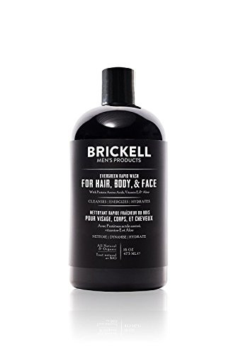 Brickell Men s Rapid Wash Natural and Organic 3 in 1 Body Wash Gel for Men 16 Ounce Evergreen Scent