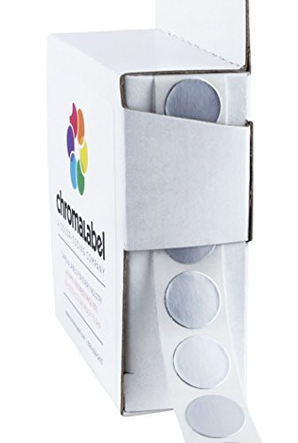 ChromaLabel 1 2 Inch Round Permanent Color Code Dot Stickers 1000 per Dispenser Box Metallic Silver