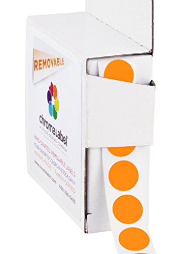 ChromaLabel 1 2 Inch Round Removable Color Code Dot Stickers 1000 per Dispenser Box Orange