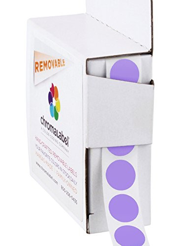 ChromaLabel 1 2 Inch Round Removable Color Code Dot Stickers 1000 per Dispenser Box Lavender