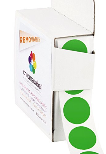 ChromaLabel 3 4 Inch Round Removable Color Code Dot Stickers 1000 per Dispenser Box Green