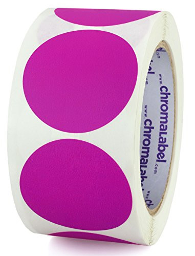 ChromaLabel 2 Inch Round Permanent Color Code Dot Stickers 500 per Roll Fluorescent Purple