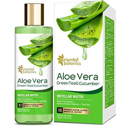 Oriental Botanics Aloe Vera Green Tea   Cucumber Micellar Water   No Alcohol Silicone Sulphate   150ml