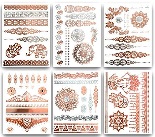 Terra Tattoos Temporary Henna Metallic Tattoos   Over 75 Mandala Tattoos  Rose Gold