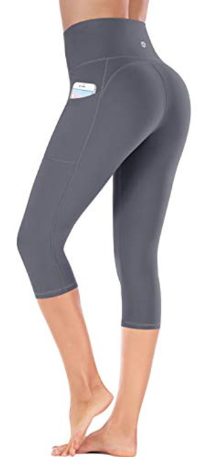 Ewedoos Capri Leggings for Women with Pockets High Waisted Yoga Pants for Women Yoga Capris Workout Leggings for Women Gray