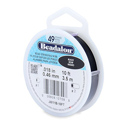 Beadalon 49 Strand Stainless Steel Bead Stringing Wire, Black, 10'