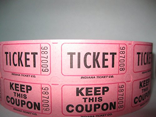 Indiana Ticket Company Raffle Tickets 2000 Per Roll, Pink