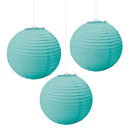 Amscan Robins Egg Paper Hanging Lanterns (3 Ct) Party Supplies, Blue