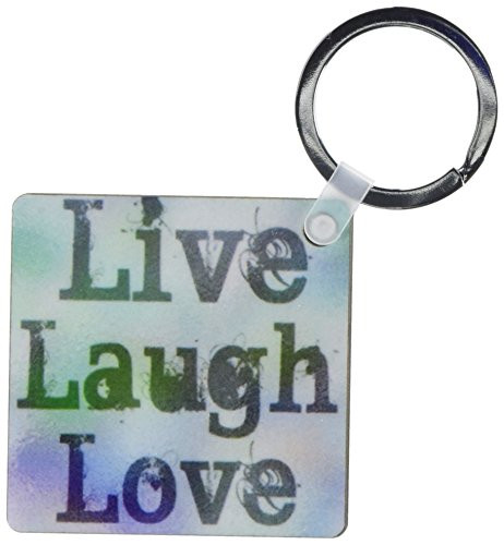 3dRose Stained Glass Live, Laugh, Love- Inspirational Words- Motivational - Key Chains, 2.25 x 4.5 inches, set of 2 (kc_37953_1)