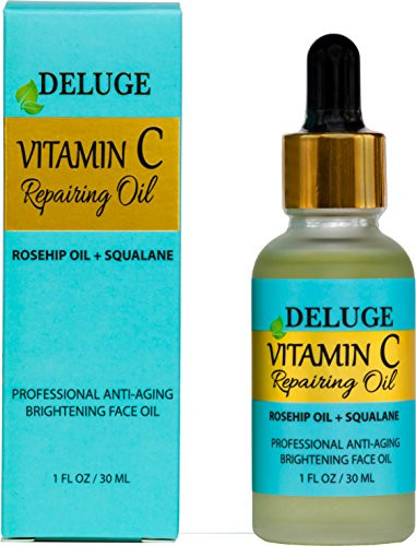 DELUGE VITAMIN C FACE TREATMENT OIL   BRIGHTENING AND REPAIRING OIL  Rosehip Oil Squalane Coconut Oil Grapeseed Oil Jojoba Oil VITAMIN C SKIN OIL Vitamin E Net Wt 30 ml