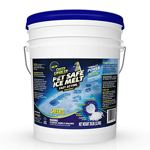 Green Gobbler Pet Safe Ice Melt Fast Acting Treatment   Magnesium Chloride Ice Melt Pellets   Pet   Plant Safe Ice Melter  25lb Pail