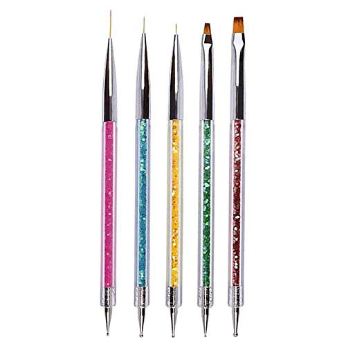Kalolary 5PCS Nail Art Point Drill Drawing Brush Pen Dual Ended Acrylic Manicure Tool Nail Art Liner Brushes Nail Art Design Dotting Pen Tools for Home DIY and Salon Gift for Women Girl Kalolary 5PCS Nail Art Point Drill Drawing Brush Pen Dual Ended Acrylic Manicure Tool Nail Art Liner Brushes Nail Art Design Dotting Pen Tools for Home DIY and Salon Gift for Women Girl