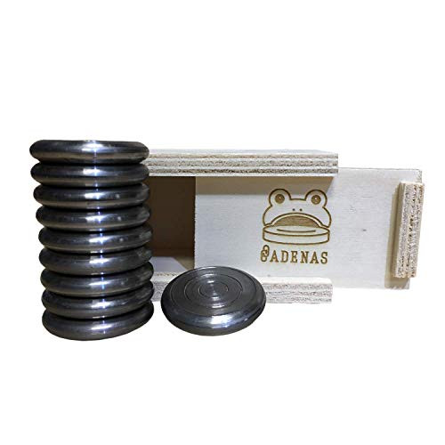 CADENAS Frog Game Sapo Game Toad in The Hole Game 10 Steel Tokens with Wooden Box CADENAS Frog Game Sapo Game Toad in The Hole Game 10 Steel Tokens with Wooden Box
