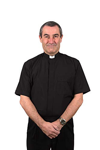 Men s Clergy Shirt   Tab Collar Short Sleeve  15 Black