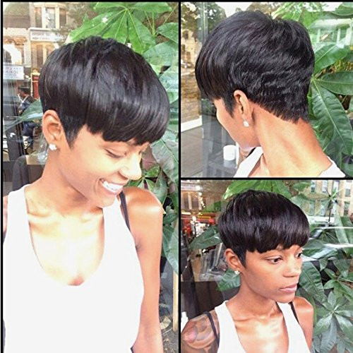 HOTKIS Short Pixie Cut Wigs Human Hair for Black Women Short Black Bob Wigs