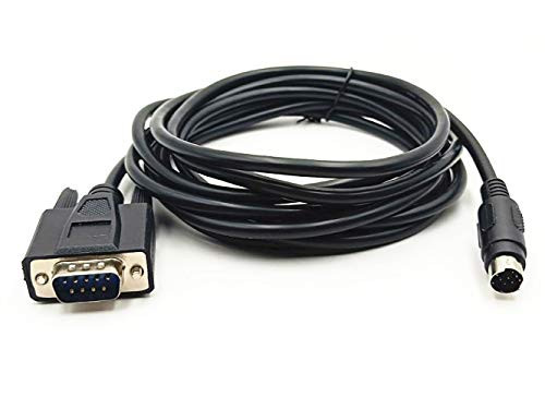 8P Mini Din Male to Male DB9 RS232 PLC Programming Cable 10Ft