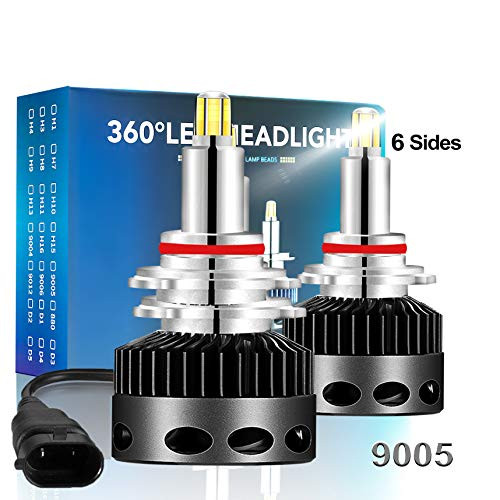 360° LED Headlights Ultra Bright 9005 HB3 H10 LED Headlight Bulbs 10000 LM Premium CSP Chips Conversion Kit 6500K Cool White Adjustable High Beam Low Beam Fog Repplacement Light Bulbs