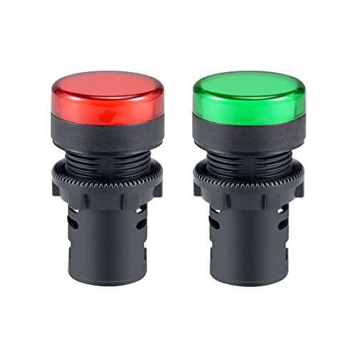 uxcell 2Pcs Red Green Indicator Light AC DC 110V 22mm Panel Mount for Electrical Control Panel HVAC DIY Projects